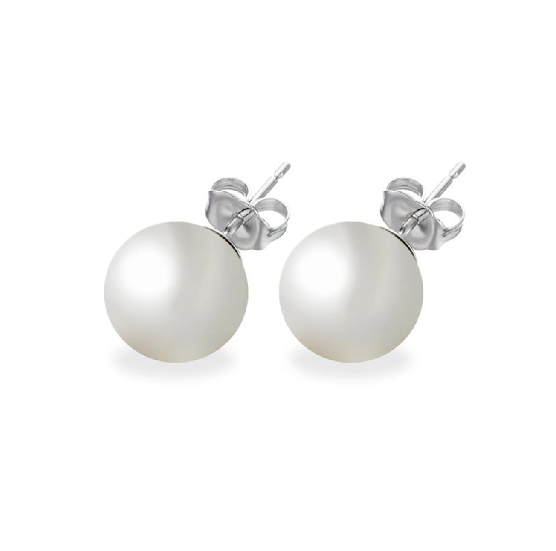 White Pearl Stud Earrings