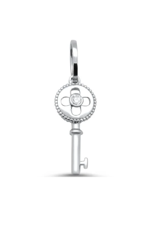 14K White Gold .05ct Diamond Key Charm Pendant
