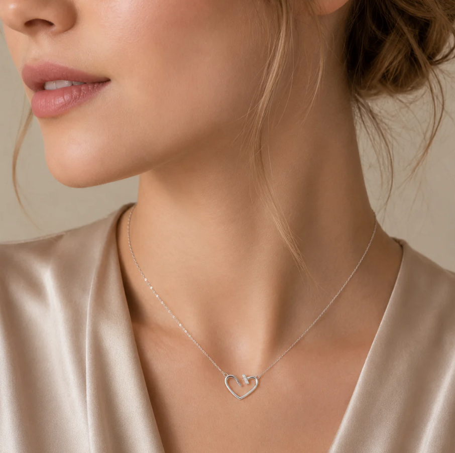 Open Nail Heart Necklace
