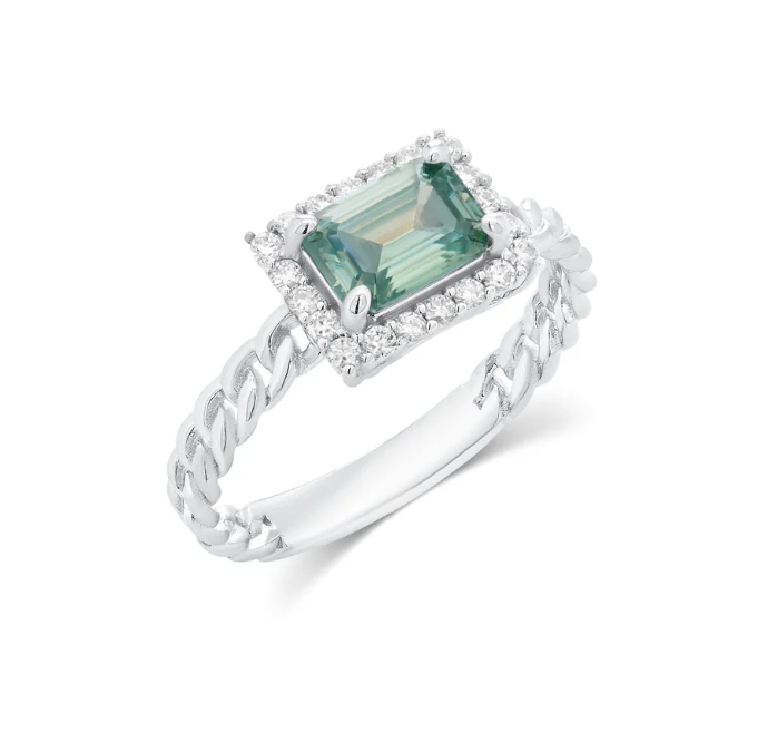 Emerald Halo Braided Ring