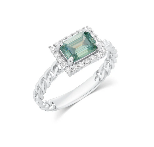 Emerald Halo Braided Ring