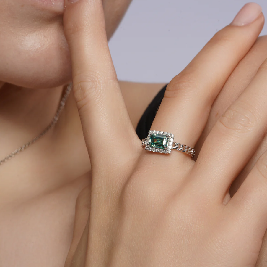 Emerald Halo Braided Ring
