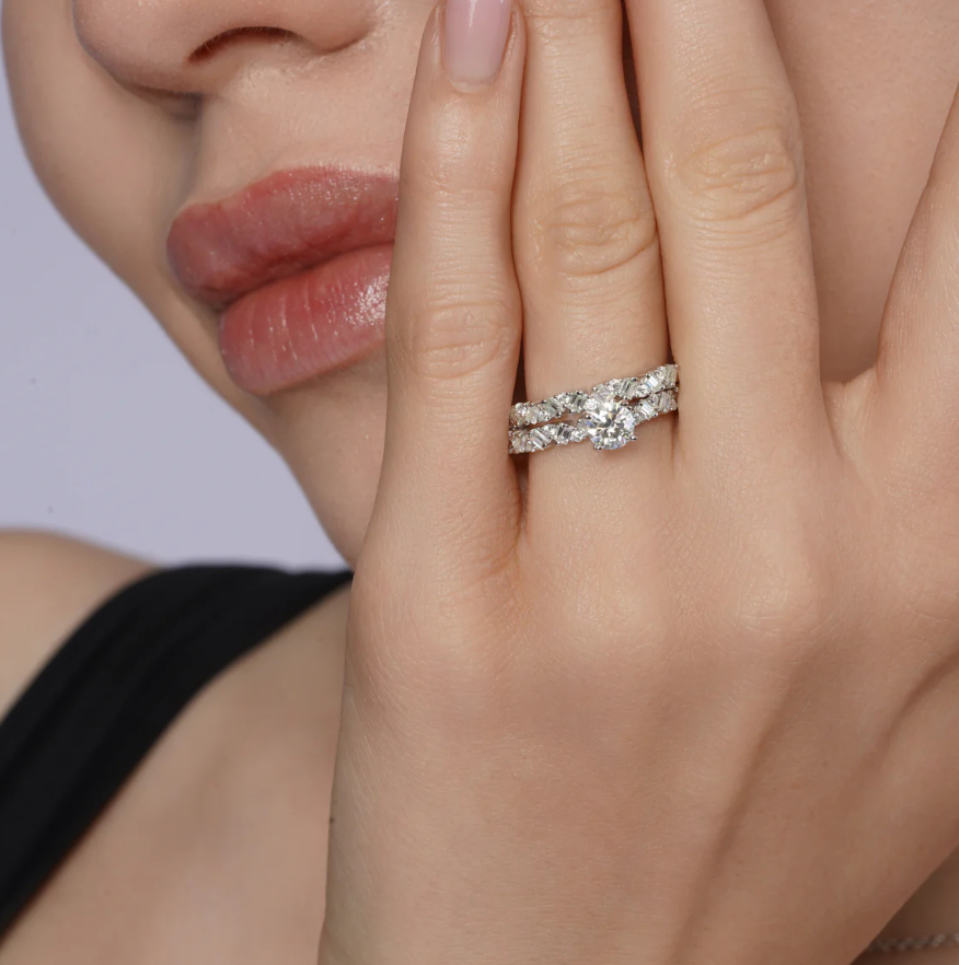 Moissanite Double Band Ring