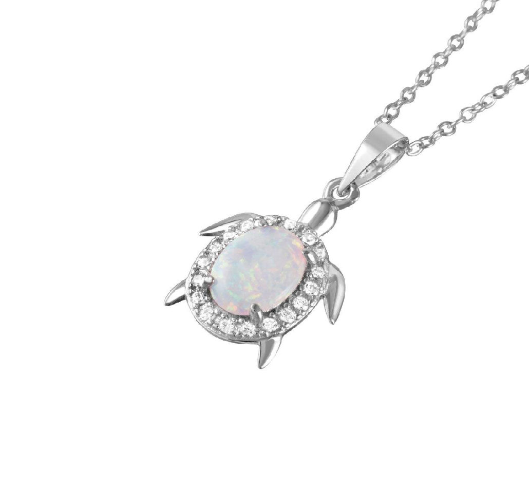 Opal Tiny Turtle Necklace