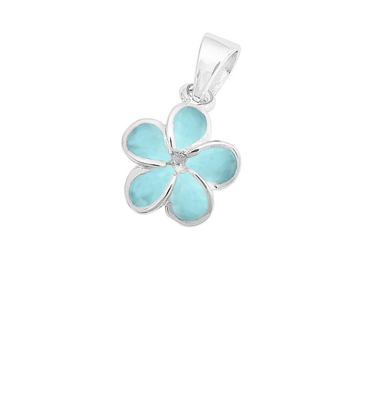 Natural Larimar Plumeria Pendant