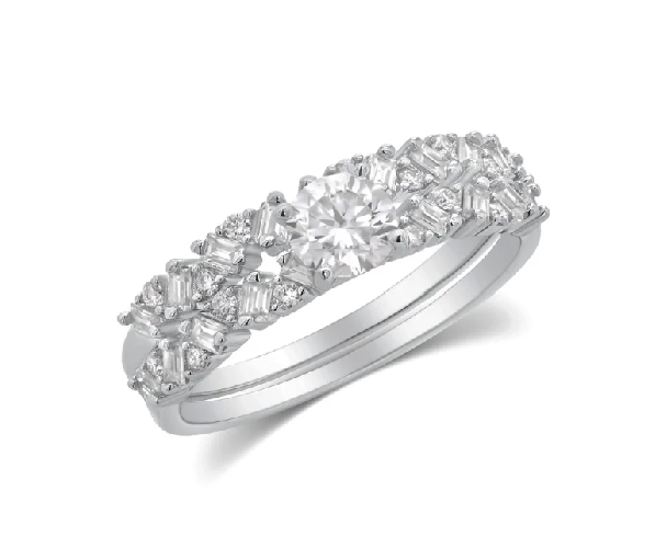Moissanite Double Band Ring
