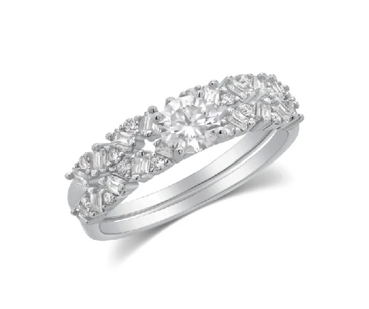 Moissanite Double Band Ring
