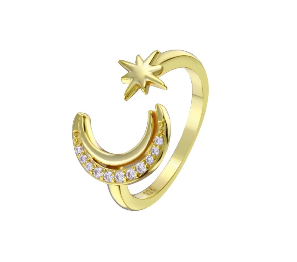 Cresent Moon & Star Ring