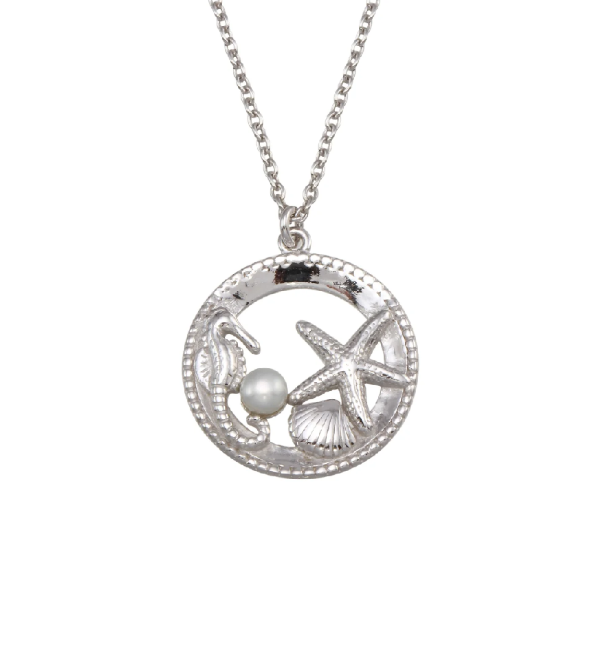 Seahorse, Starfish, Clam, & Pearl Necklace