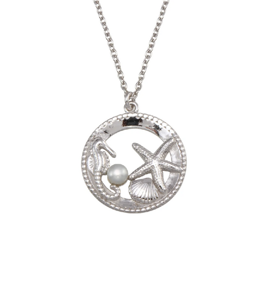 Seahorse, Starfish, Clam, & Pearl Necklace